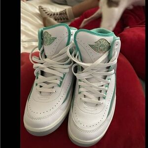 Nike Air Jordan White and Teal Sneakers